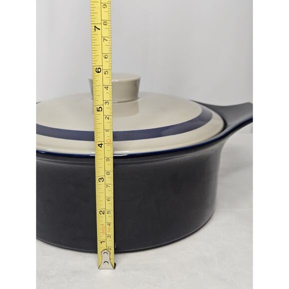 Vintage Celebrity Lexington Round 2 Quart Stoneware Casserole Dish Lid Blue - Picture 11 of 13